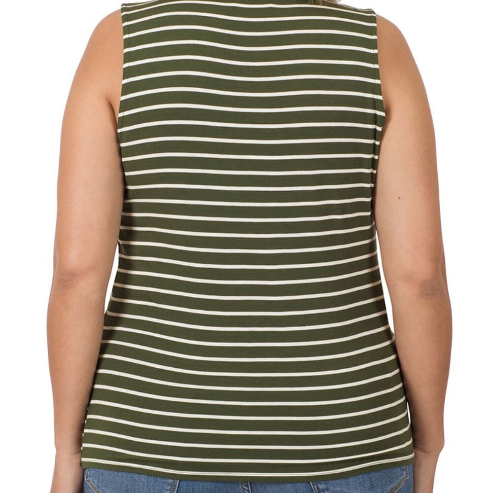 Zenana Striped knot-front sleeveless top - Picture 2 of 4